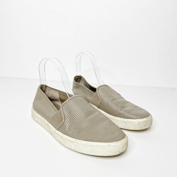 Vince Perforated Leather Blair Sneaker Women's gray leather slip on size US 8 38 - Picture 1 of 6